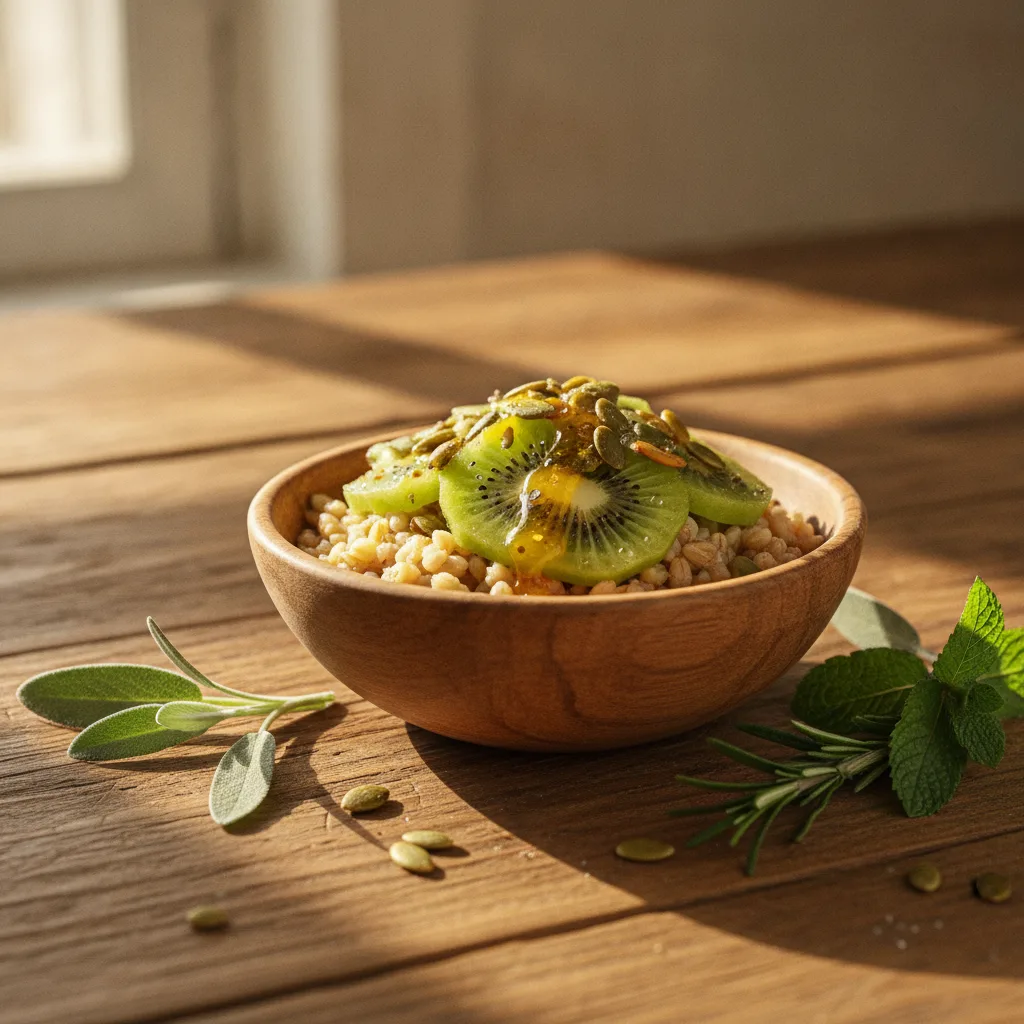 Nourishing morning bowl with seeds and fruit